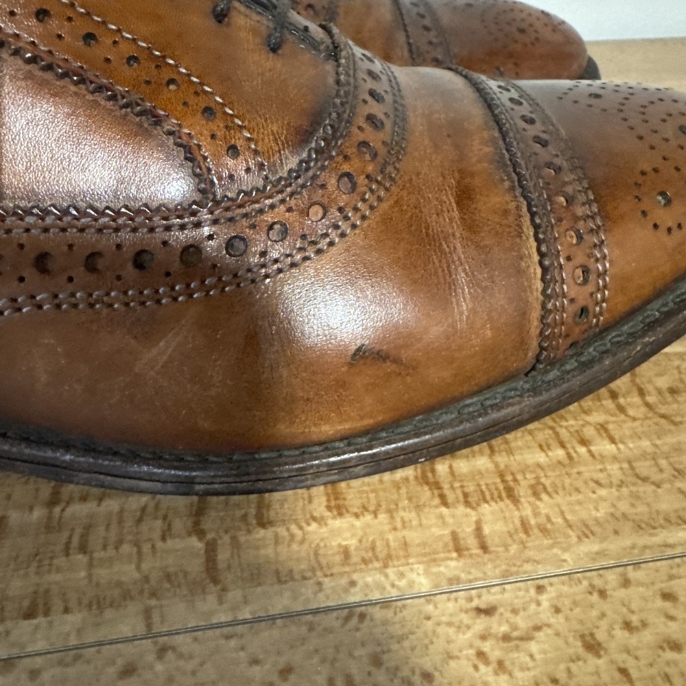 Allen Edmonds Mens 10 D Strand Walnut Brown Cap Toe Oxford Leather Dress Shoes - Picture 4 of 13
